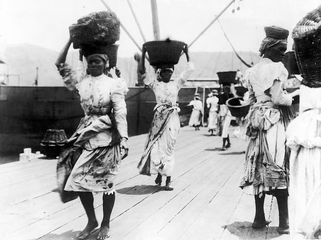 Women Carrying Coal on their Heads in Bridgetown, 1935
