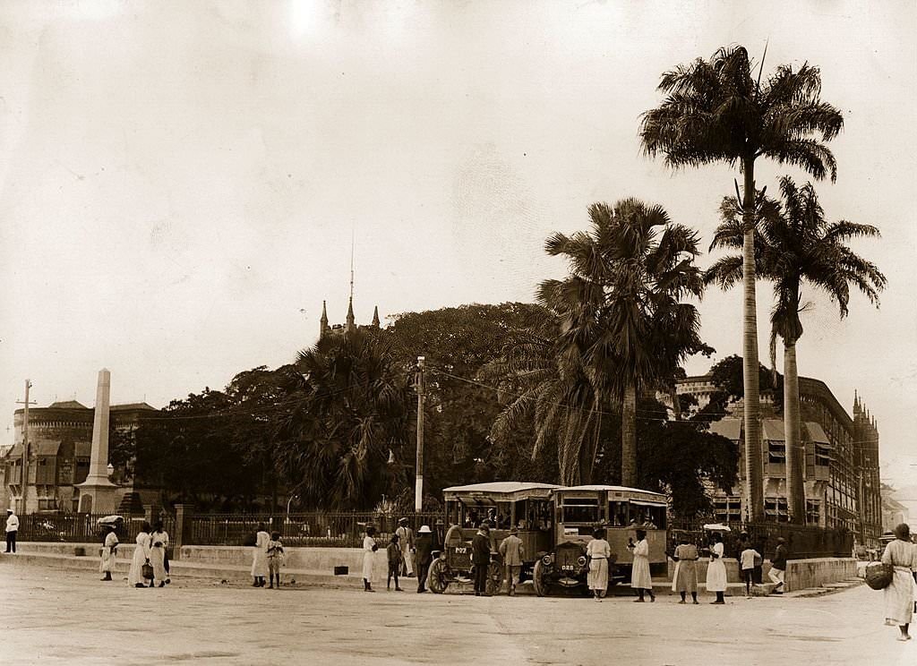 Trafalgar Square in Bridgetown Barbados, showing the War Memorial and Post Offices, 1927