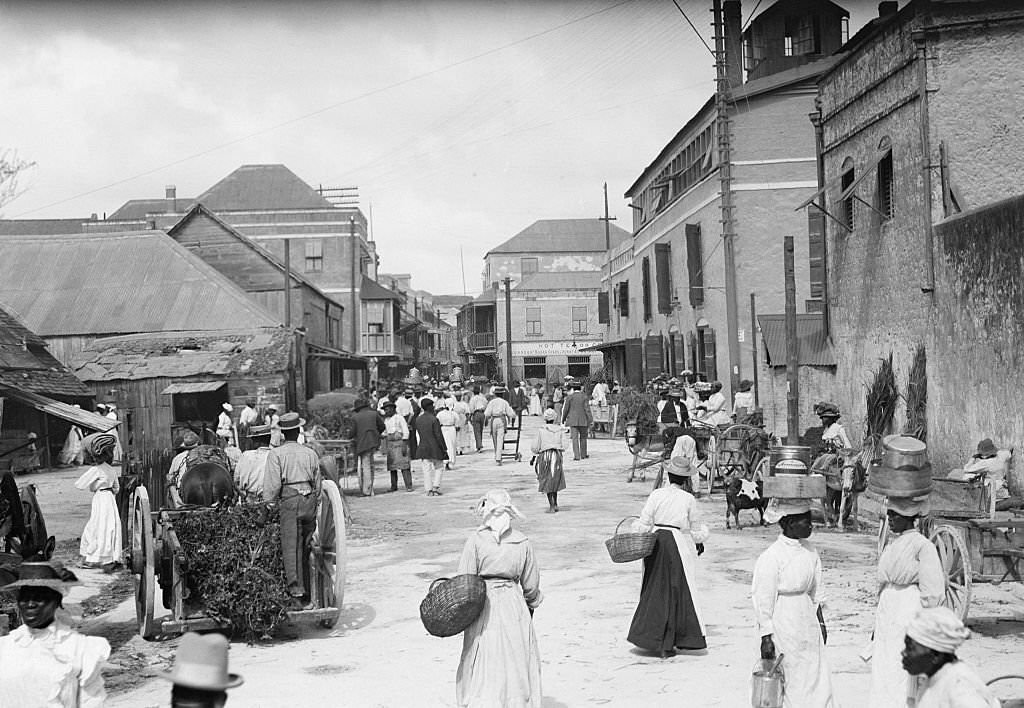 People at Outdoor Market, Bridgetown.