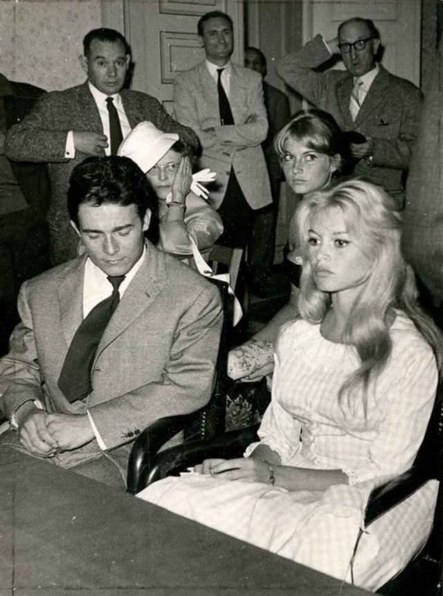 Brigitte Bardot and Jacques Charrier on their Wedding Day in 1959