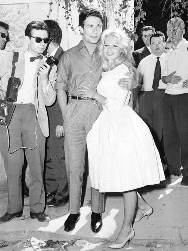 Brigitte Bardot and Jacques Charrier on their Wedding Day in 1959