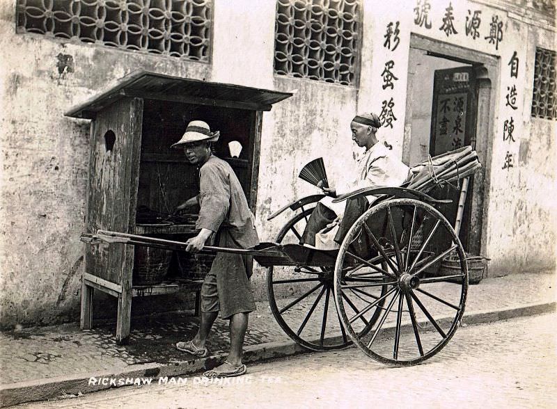 Rickshaw man drinking tea