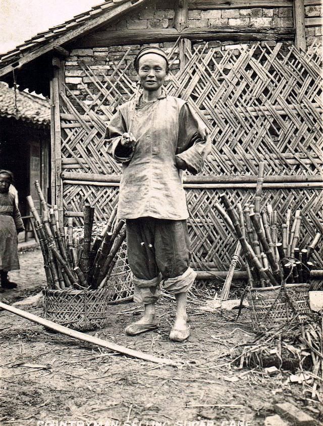 Countryman selling sugar cane