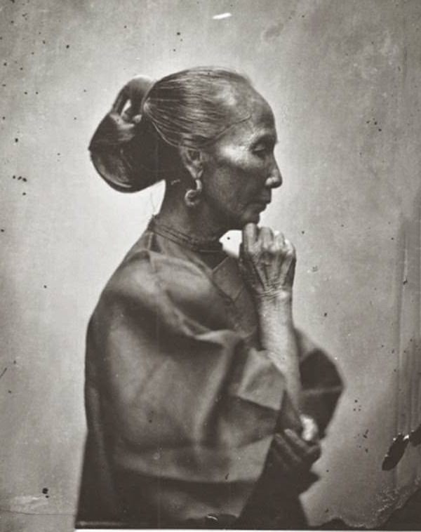 An old woman on street, Guangzhou, 1868
