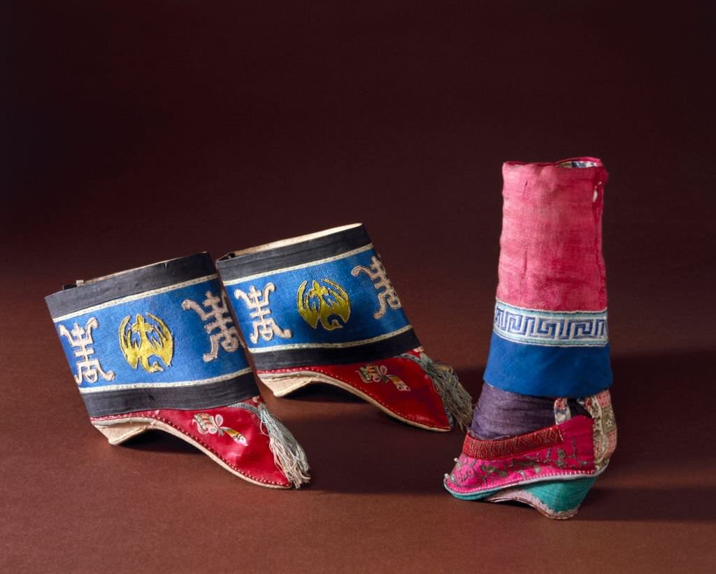 Shoes for women with bound feet, Chinese, 1870-1910.