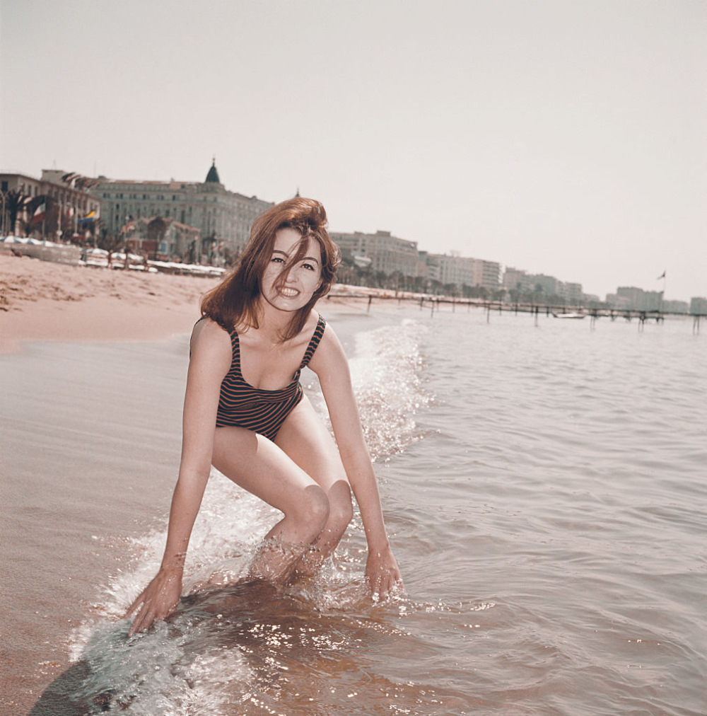 Christine Keeler Posing in a Swimsuit on a Beach in Spain and France, 1963