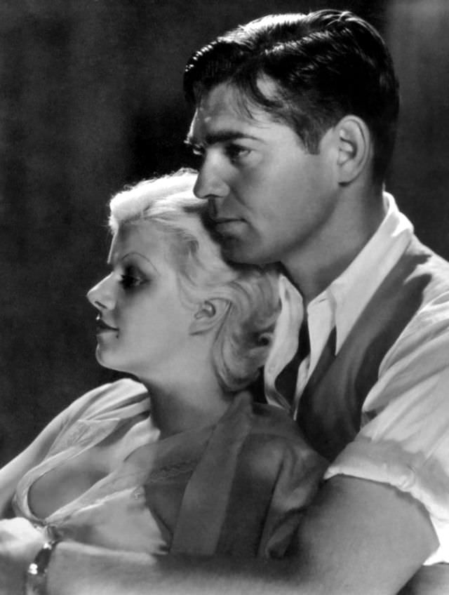 Jean Harlow and Clark Gable during the filming of 'Red Dust (1932)'