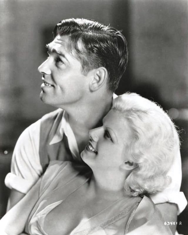 Jean Harlow and Clark Gable during the filming of 'Red Dust (1932)'