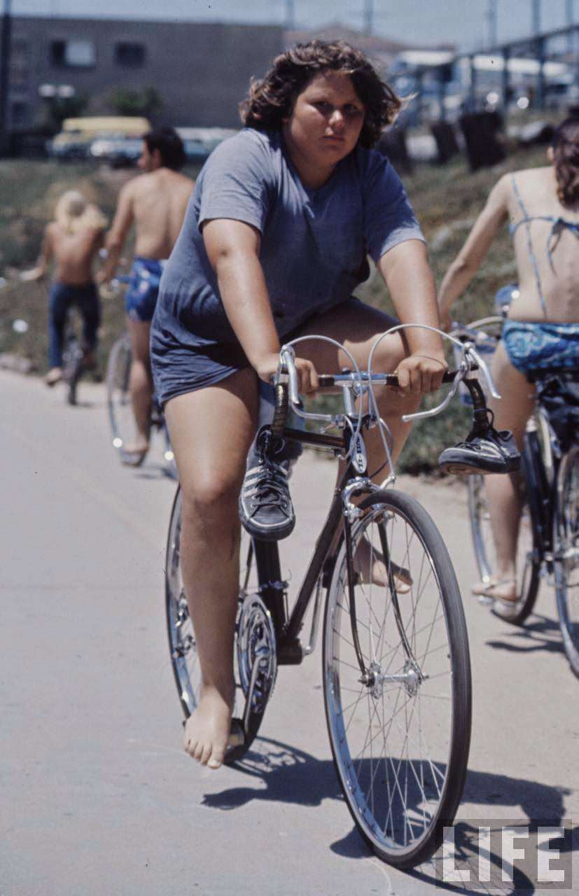 People Cycling on the Streets of San Francisco in the Summer of 1970s