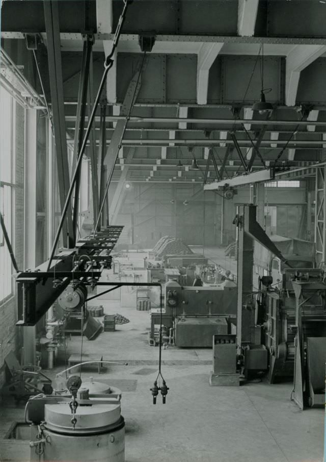 Overhead view of crane, 1951