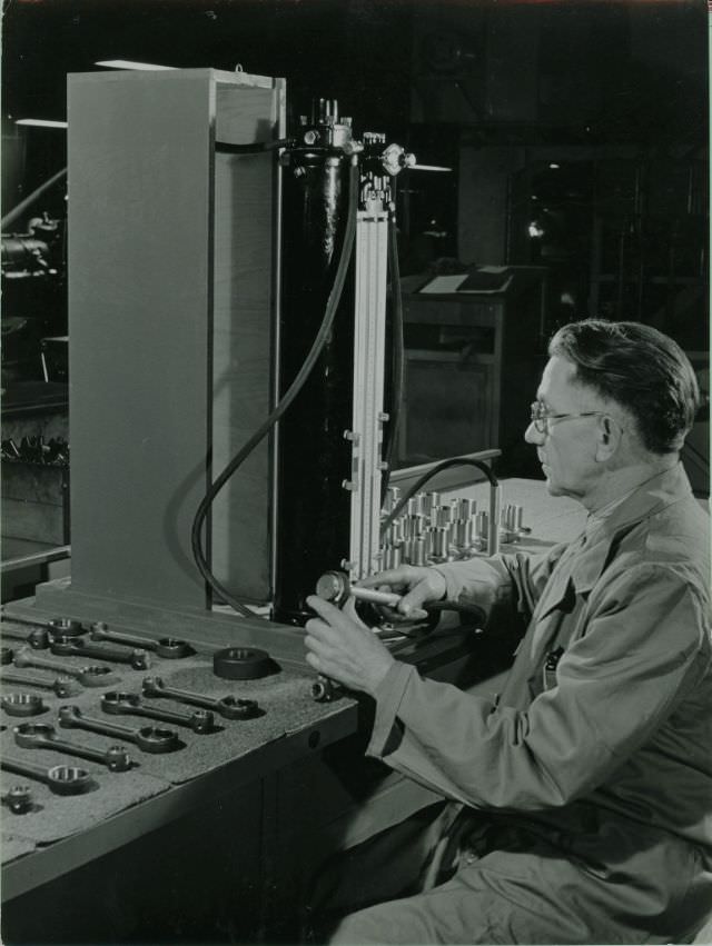 Tester checking box wrenches, 1951