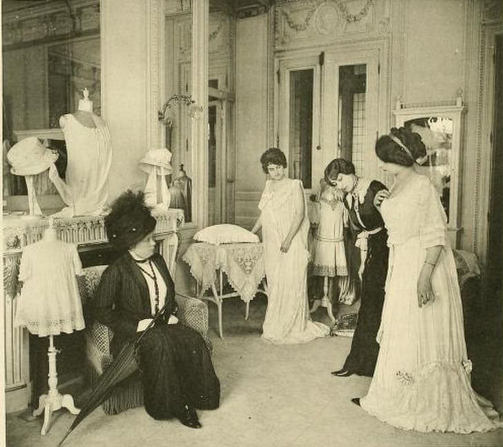 Edwardian Paris Fashion Houses: Stunning Photos of Beautiful Ladies in Tailor Stores in the 1910s