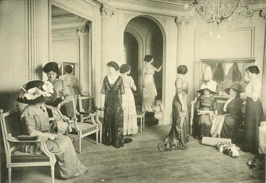 Edwardian Paris Fashion Houses: Stunning Photos of Beautiful Ladies in Tailor Stores in the 1910s