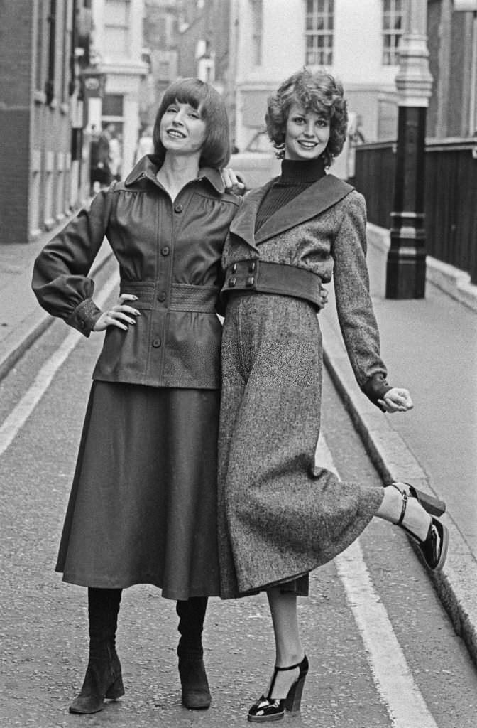 Models Keryn and Priscilla wearing skirts and culottes, 1974.