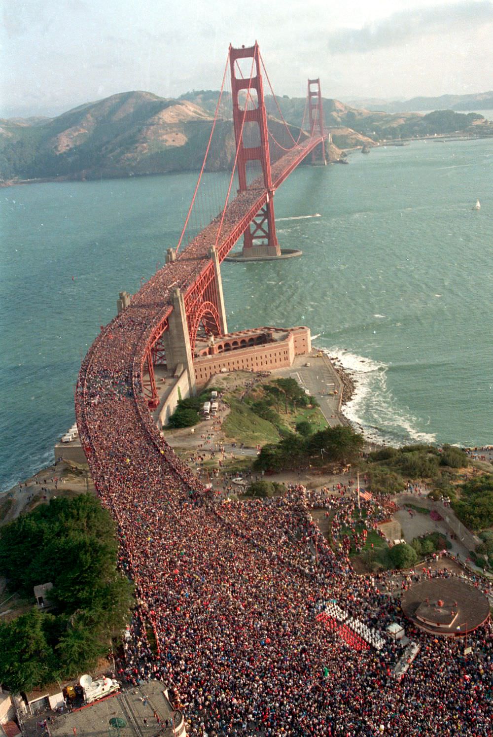 When Thousands of People Flattened Golden Gate Bridge on its 50th Anniversary Celebration, 1987