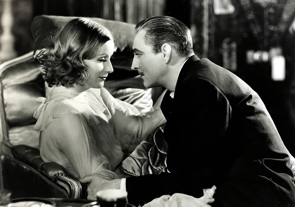 John Barrymore and Greta Garbo appearing in the film 'Grand Hotel', 1932.