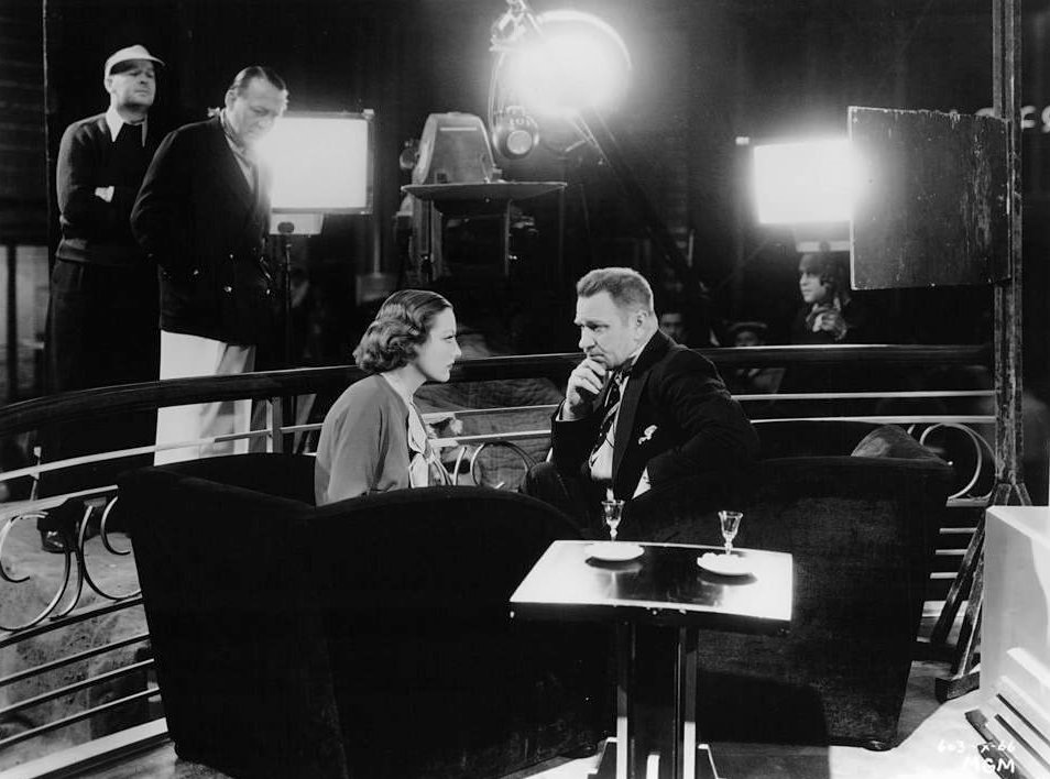 Joan Crawford and Wallace Beery during the filming of 'Grand Hotel', 1932.