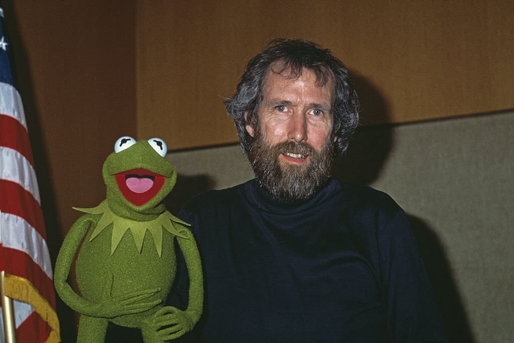 Jim Henson with his best-known Muppet character, Kermit the Frog, January 1984.