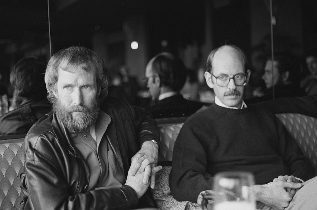 Jim Henson on left, and Frank Oz (right) pictured together at a press launch for the film 'The Dark Crystal' in London on 16th February 1983.