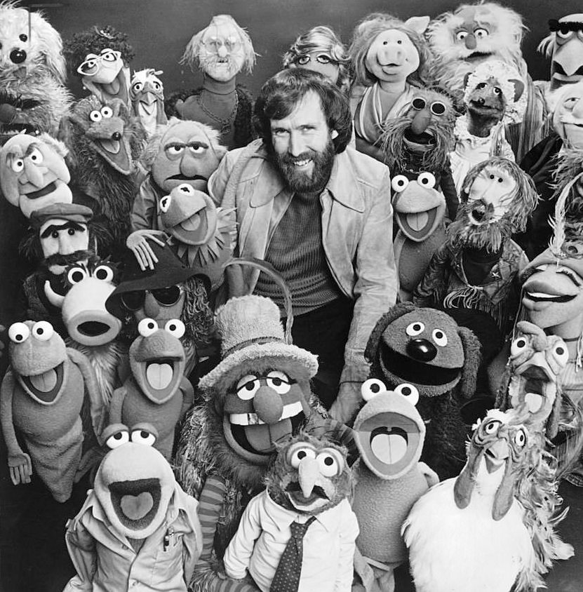 Muppet creator Jim Henson with his Muppets on set of "The Muppet" in 1980.
