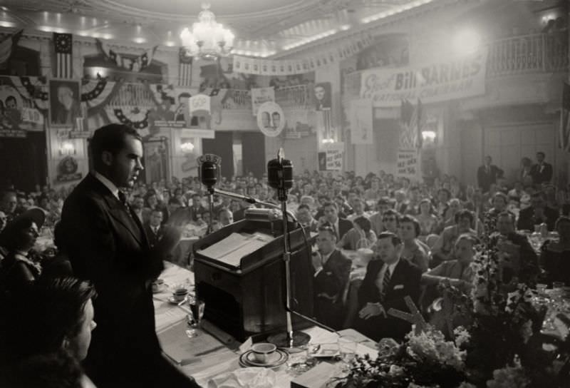 Richard Nixon at Young Republicans Biennial National Convention, Detroit, 1955.