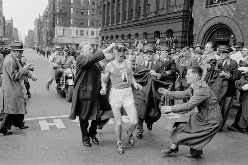 Boston Marathon finish, 1956.