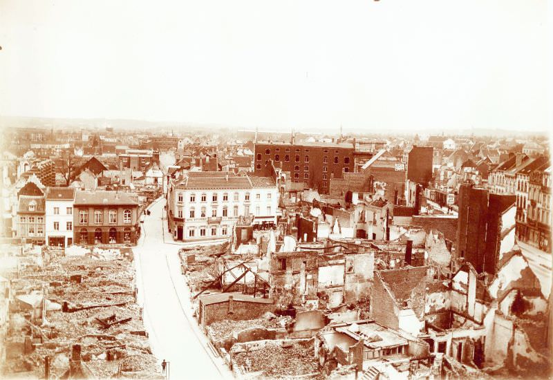 City Hall view of more destruction, Leuven, August 1914