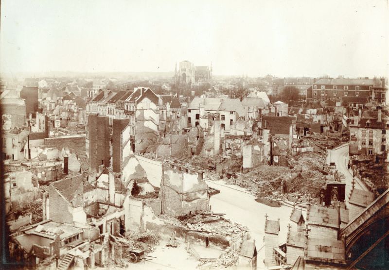 City Hall view toward St-Jozefskerk, Leuven, August 1914