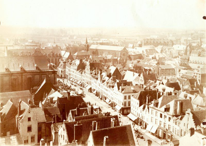 Oude Markt from Stadhuis, Leuven, August 1914