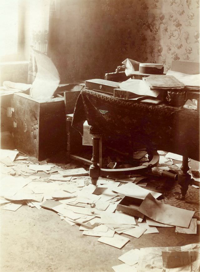 Shrapnel-pocked building interior, Leuven, August 1914