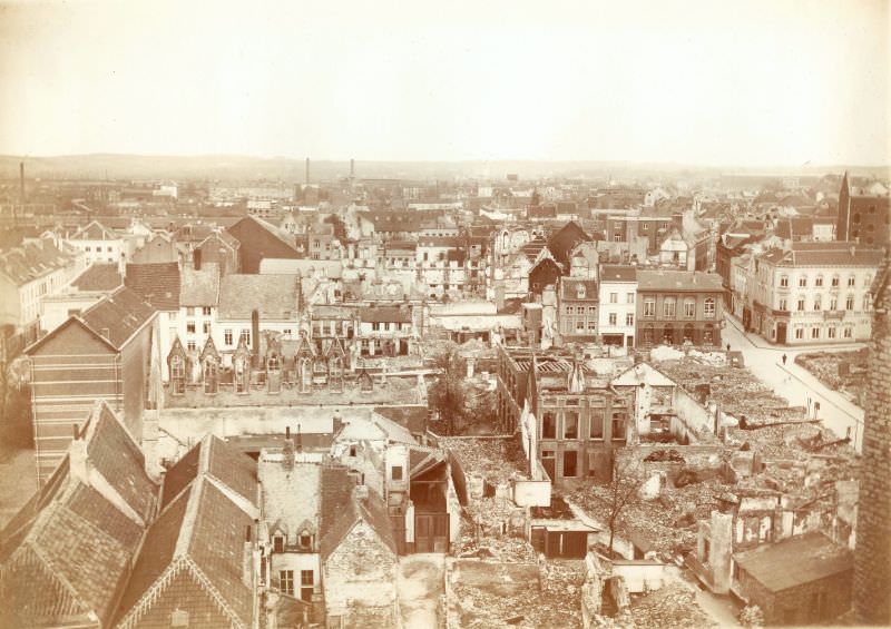 City Hall view of more destruction, Leuven, August 1914