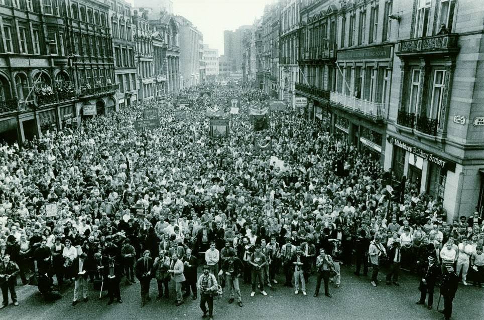 Demo in support of Liverpool Council in 1985.