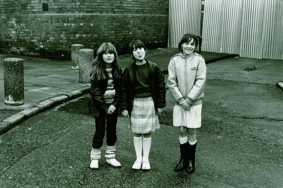 Three girls in Ashfield Gardens, Vauxhall.