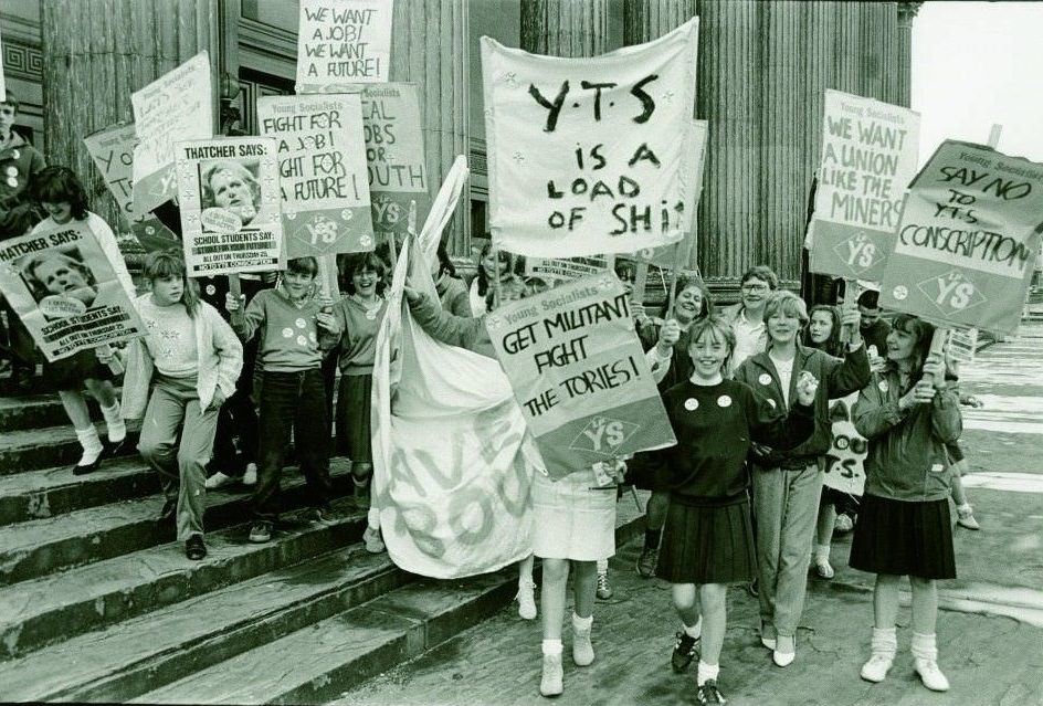 School students’ strike against Youth Training Scheme conscription, 1985.