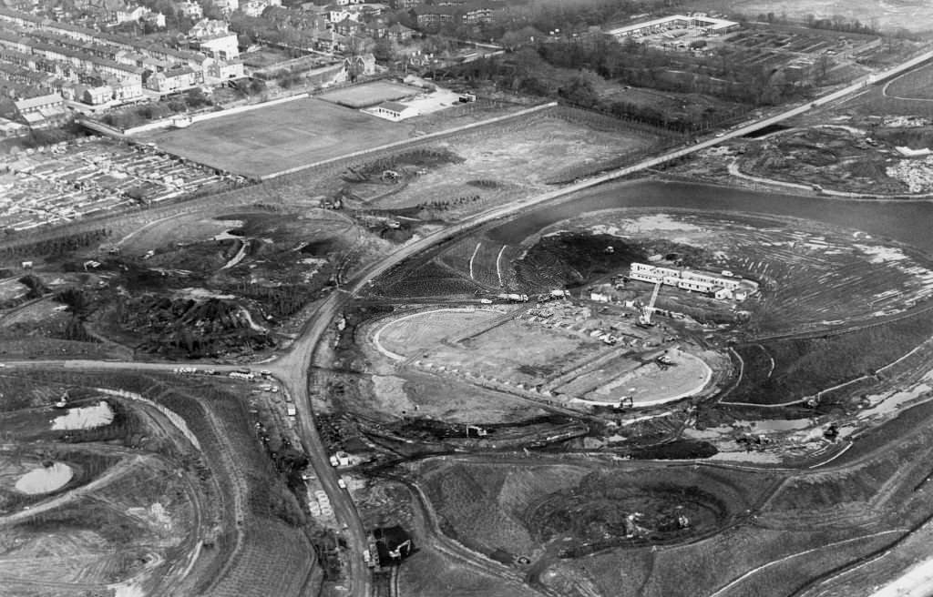 The construction site that will become the International Garden Festival, 29th April 1983.
