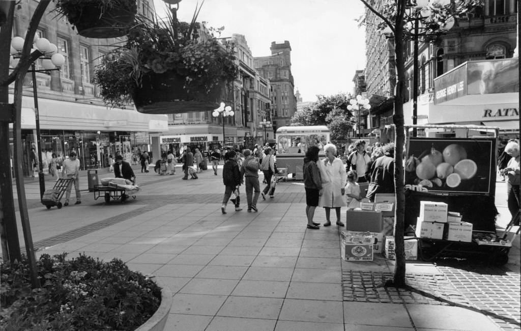 Street Traders in Church Street Liverpool, 26th July 1988.