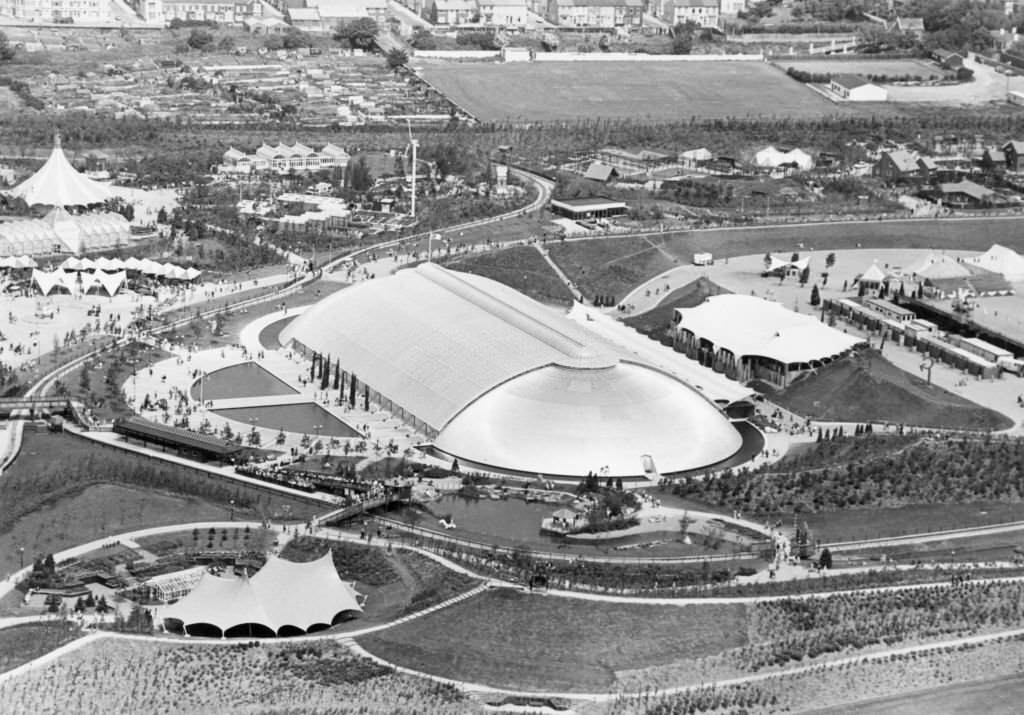 Aerial view of Liverpool's International Garden Festival, 7th July 1984.