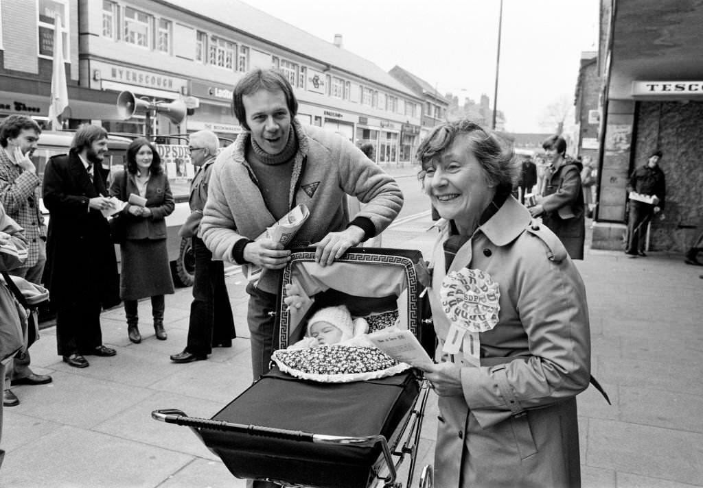 Shirley Williams of the Social Democratic Party getting her election campaign in Liverpool, 1981