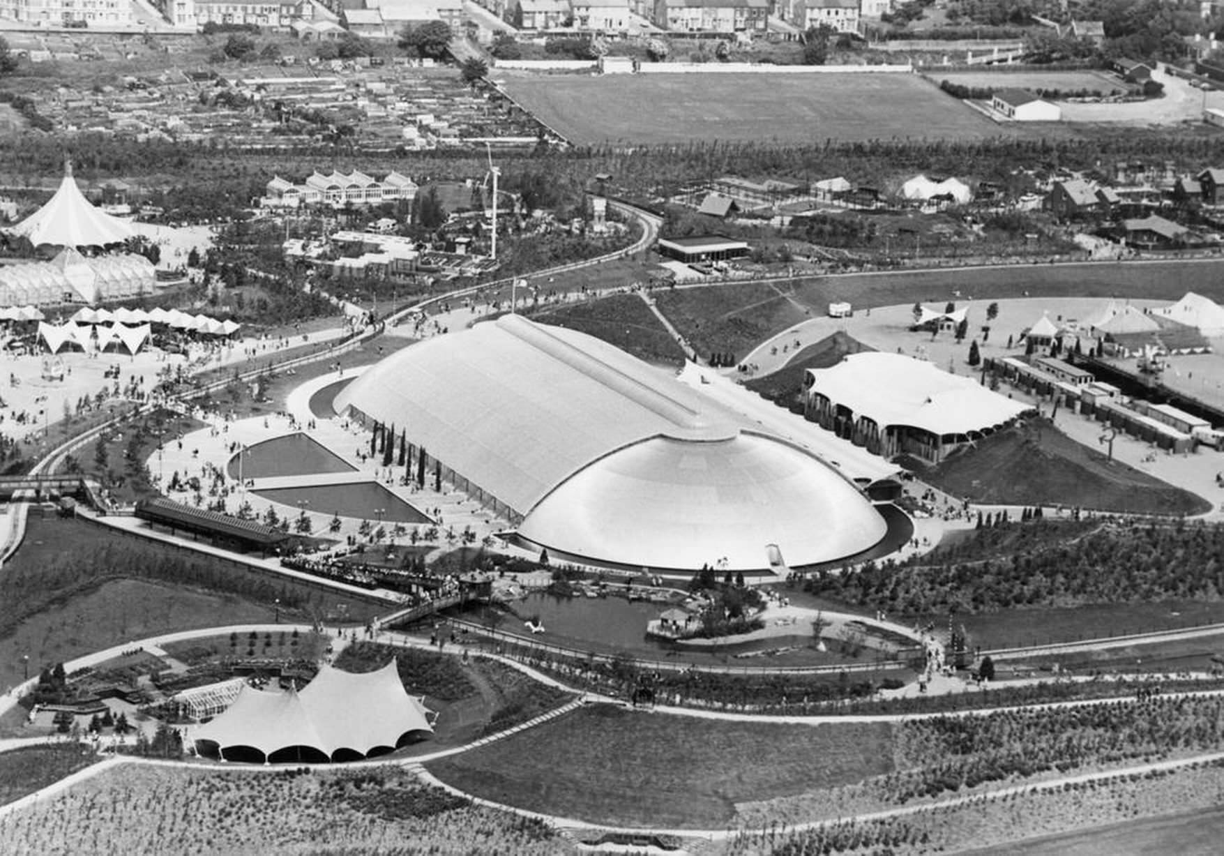 Aerial view of Liverpool's International Garden Festival. 7th July 1984