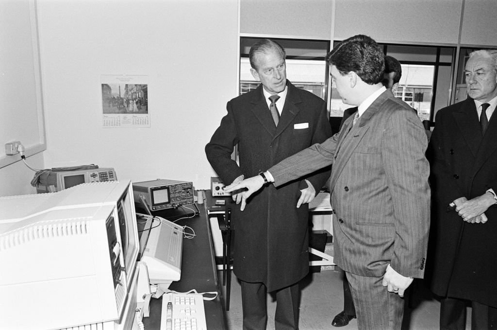 Prince Philip, Duke of Edinburgh visits Wavertree Technology Park, Liverpool, 20th February 1987.