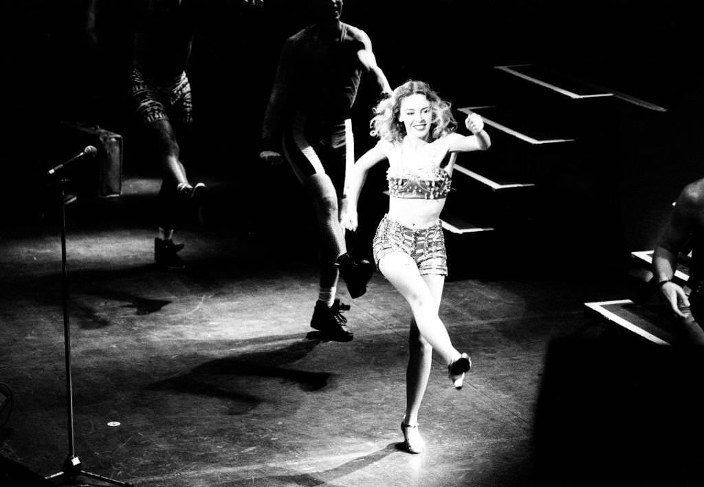 Kylie Minogue in concert at Liverpool Empire Theatre, Merseyside, 19th October 1989.