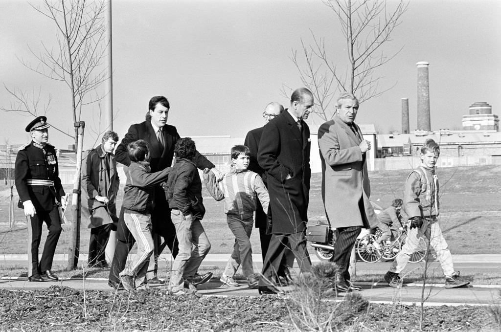 Prince Philip, Duke of Edinburgh visits Wavertree Technology Park, Liverpool, 20th February 1987.
