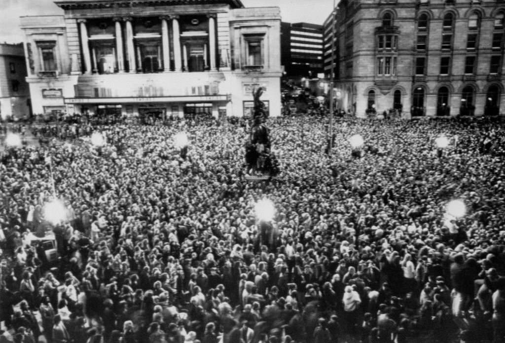 The scene when Liverpool paid tribute to one of its most famous sons, pop superstar John Lennon.