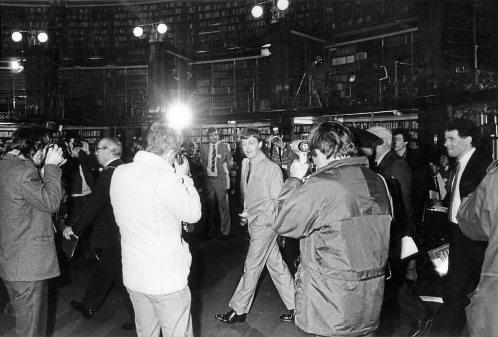 Paul McCartney, in Liverpool, on the day he receives the title of Honorary Freedom of the City of Liverpool, 1984