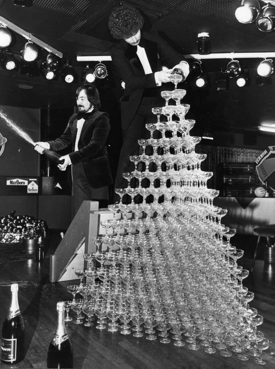 The world champagne fountain goes pop at Rotters night club in Liverpool.