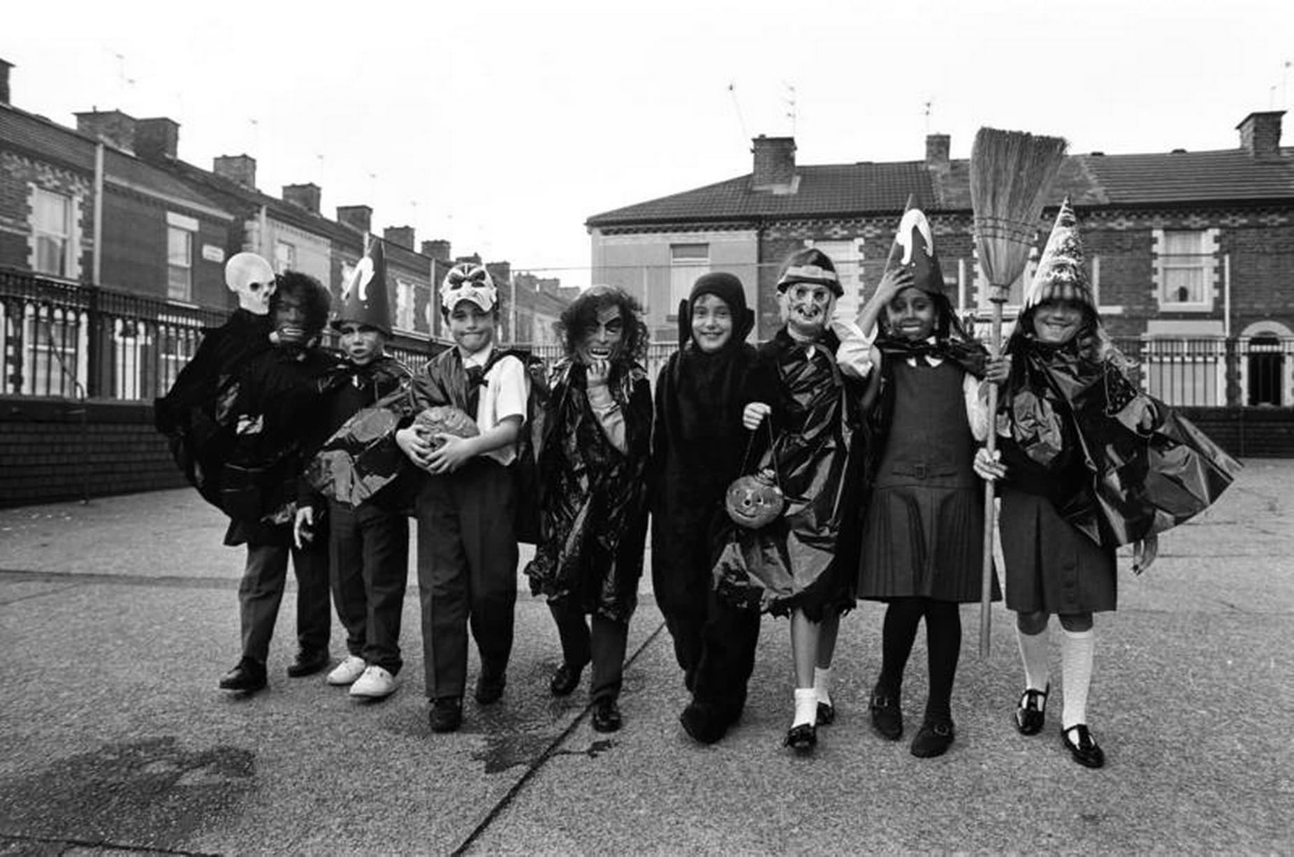 Children celebrating Halloween in Liverpool. 31st October 1989.