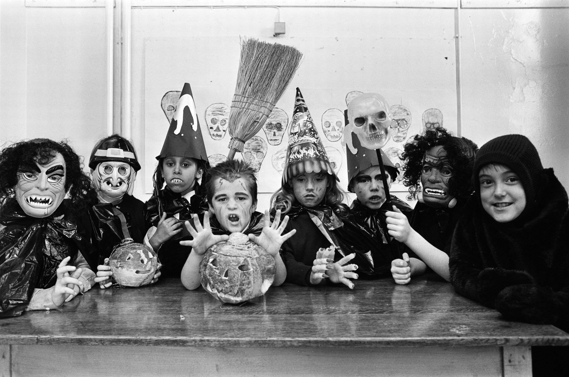 Children celebrating Halloween in Liverpool. 31st October 1989