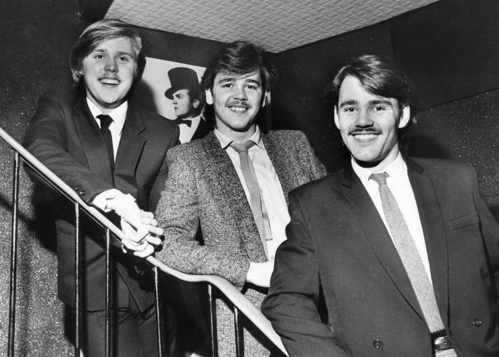 The three managers at Cagneys Night Club in Liverpool, 1980s