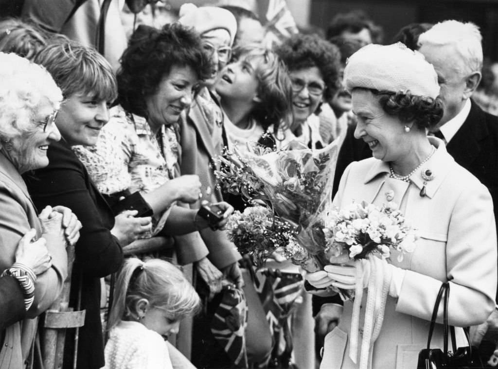 Queen Elizabeth officially opens the Garden Festival in Liverpool, 1984