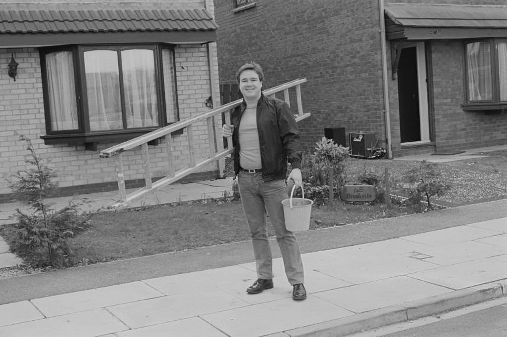 English actor Michael Starke in character as Thomas 'Sinbad' Sweeney from the long running television soap opera Brookside, in Liverpool on 18th April 1985.